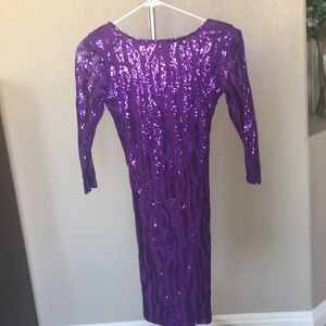 Fully Lined Purple Sequined Mini Dress